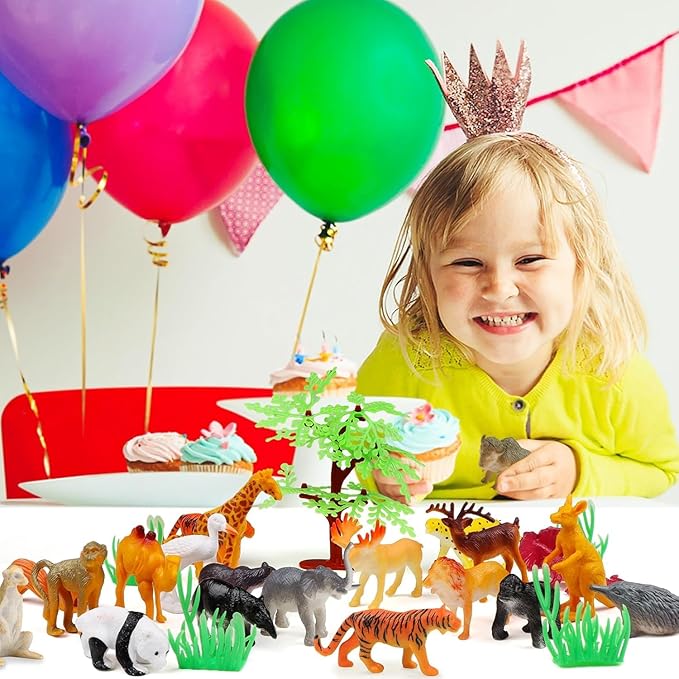 Animals Toys, 54PCS Wild Jungle Zoo Animal, Mini Animal Figures Set Gifts for Kids Boys Girls 8 Years Old