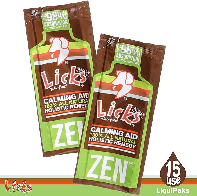 Zen Dog Calming - Calming Aid Supplements for Aggressive Behavior & Nervousness - Treats for Stress Relief & Dog Health - Gel Packets - Braised Beef Flavor, 15 Use