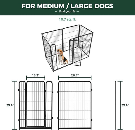 FXW Homeplus Unleashed Indoor Dog Playpen - Stress-Free and Safe Play, Heavy Duty 40 Inch 6 Panels Dog Pen for Medium and Large Dogs, Black│Patented