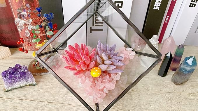 Rose Quartz Crystal Gravel Polished Chips Crushed Stones Healing Bulk Natural Tumbled Rocks Gem Home Decoration Small Pebbles for mini Aquarium Tank Plants Landscape Vase Filler Bottom Ornament 0.6lb