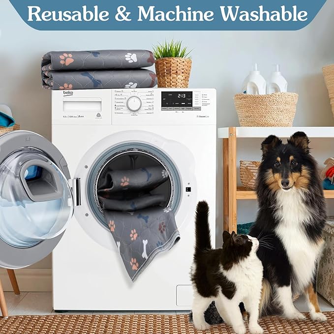Washable Pee Pads for Dogs,2 Pack 48"x60" Reusable Puppy Training Pads, Ultra-Absorbent and Leak-Proof Whelping Pads , Extra Large Potty Playpen Mat for Incontinence, Housebreak, Crate