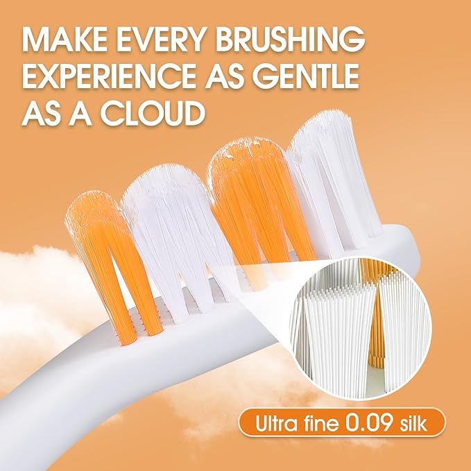 Dog Toothbrush – Newly Upgraded Dual-Head Design with 60° Wavy Bristles–Gently Surrounds Teeth for Deep Cleaning and Plaque Removal – Non-Slip Handle, Ideal for Daily Pet Dental Care (Orange, 1-Pack)
