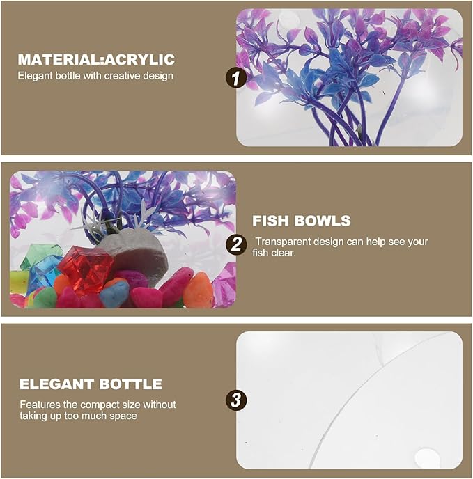 POPETPOP Wall Mounted Fish Bowl : Acrylic Hanging Fish Tanks Transparent Aquarium Wall Plant Pot for Home Decor, 5.89X5.89X2.75in