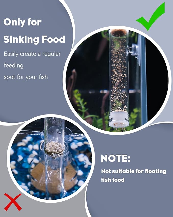 Pawfly 8 Inches Aquarium Fish Feeding Dish Set Clear Glass Fish Feeding Tube Shrimp Tube with 2 Feeding Dishes Fish Tank Feeding Supplies with 2 Suction Cups