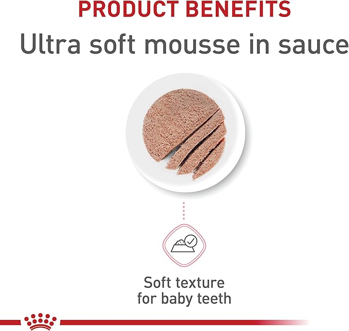 Royal Canin Feline Health Nutrition Mother & Babycat Queen Ultra Soft Mousse in Sauce Cat Food, 3 oz (Pack of 24)