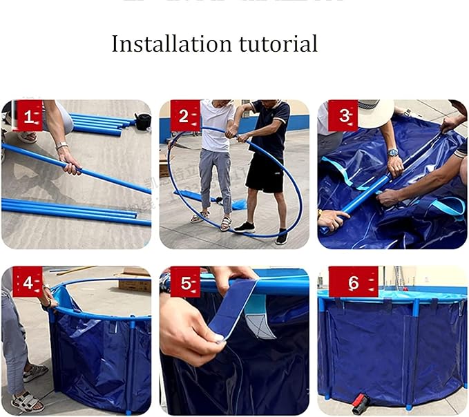 WANLIAN Pool Above Ground Canvas Fish Pond Circular Thickening Pool Large Collapsible Outdoors Tarpaulin for Koi Culture Agricultural Irrigation Water Storage Tank,Easy to Install(Belt Frame)(3 * 1)