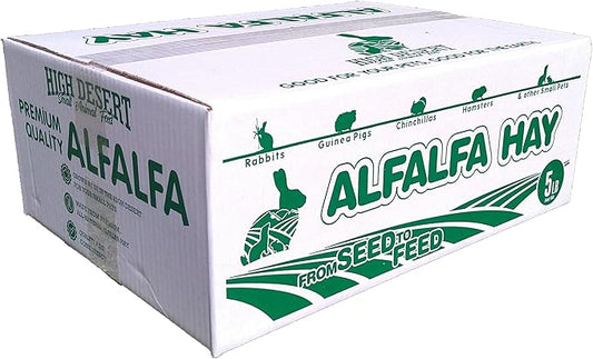 High Desert Alfalfa Hay for Rabbits, Guinea Pigs, Chinchillas & Small Pets – Protein-Rich Natural Hay for Young, Growing Animals – High-Fiber, Hand-Packed, Additive-Free, Grown in USA – 5 lb Box