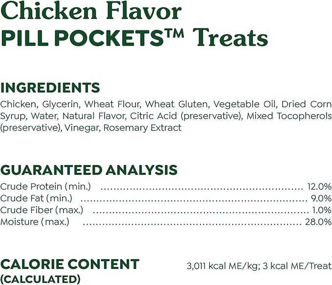 Greenies Feline Pill Pockets for Cats Natural Soft Cat Treats, Chicken Flavor, 1.6 oz. Pouch (45 Treats)