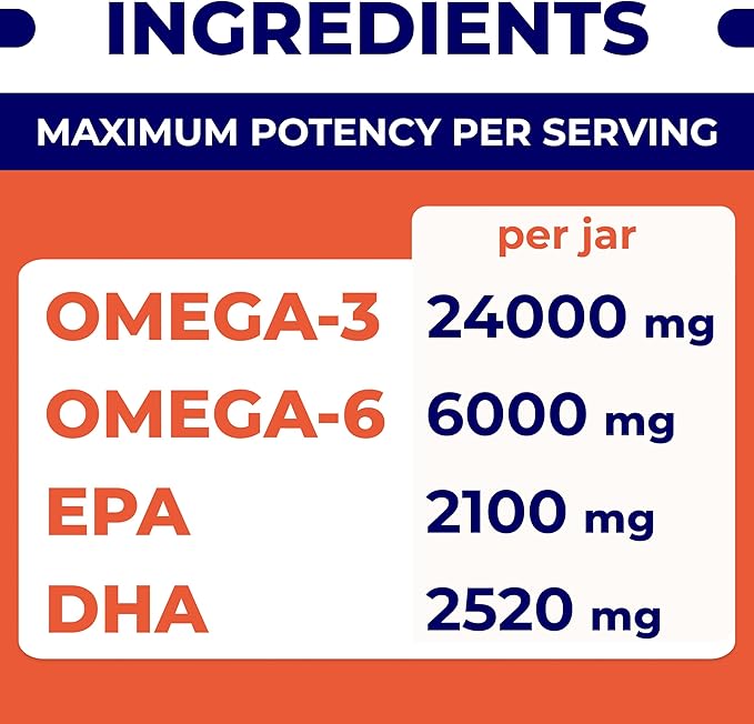 Omega 3 Fish Oil for Dogs (540Ct) - Skin&Coat Chews - Dry & Itchy Skin Relief + Allergy Support - Shiny Coat - EPA&DHA Fatty Acids - Salmon Oil Chews Promotes Heart, Hip & Joint Support