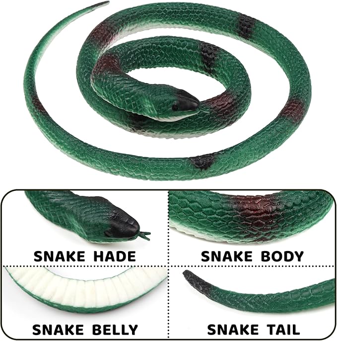 11 Pieces Rubber Snakes Realistic Large Lifelike Fake Toys Plastic Garden Snake to Keep Birds Away Scare Squirrels Halloween Prank Props Scare Toy