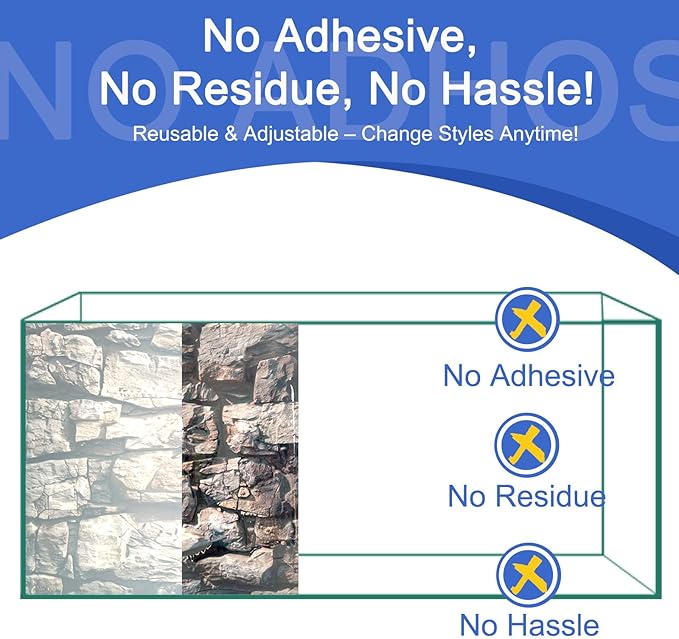 Aquarium Background & Fish Tank Background – Ultra HD Static Cling, Tape-Free, Realistic Rock Wall Design for Professional Aquarium Decorations 17.7 X 35.4 Inches