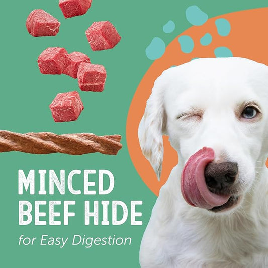 Dental Chews Twisted Sticks | for Large and Extra Large Dogs | USA Sourced Beef-Hide | Natural Scrubbing Action Fights Plaque and Tartar Refreshing Your Dog's Breath (4 Sticks, Chicken)