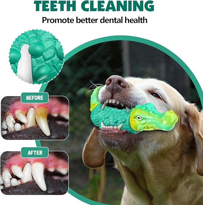 Dog Toys for Aggressive Chewers - Indestructible Dog Toy Squeaky Chew Toys to Keep Them Busy for Large and Medium Breeds, Bacon Flavor (Yellow Green)