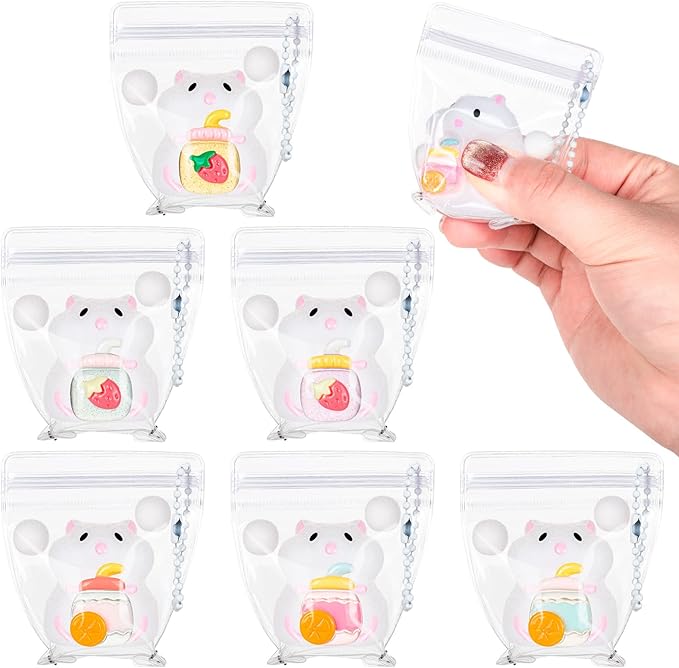 6 Pack Hamster Squeeze Toys, Small Cute Stress Relief Squishy Toys, Soft Animal Fidget Sensory Toys Squishies for Kids Adults Party Favors Gifts