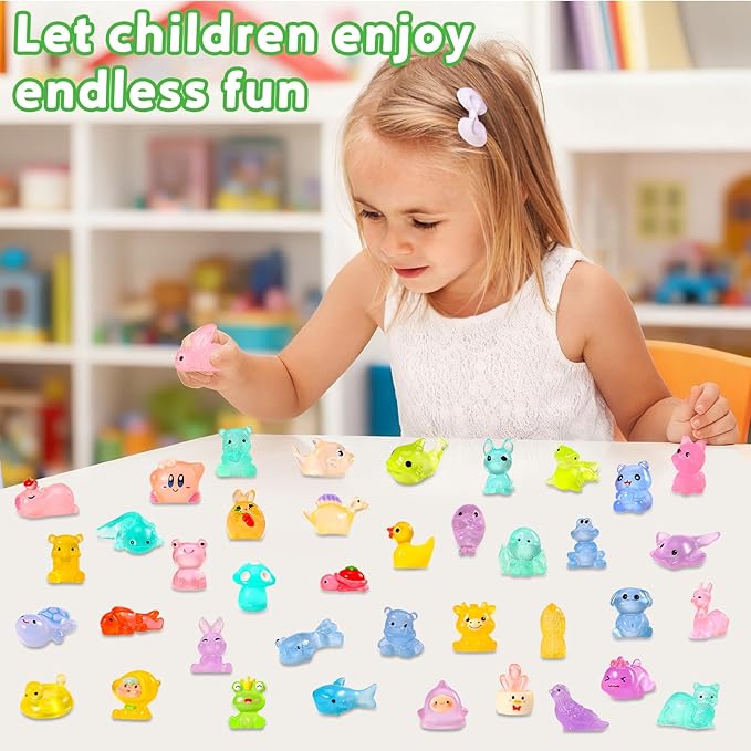 400 Pack Glowing mini Resin Animals - in The Dark Tiny Miniature Figures Ornaments Duck Puppy Baby Dinosaur Baby Dolphin Capybara - for Miniature Landscape Dollhouse Aquarium Garden Accessories