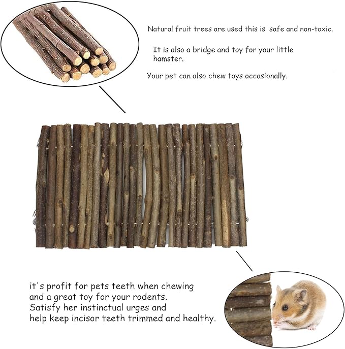 kathson 2 PCS Hamster Wooden Bridge Guinea Pig Ladder Rat Chew Toys Wood Ladder Natural Hideout for Small Animal Chinchillas Gerbils Ferret Syrian Hamster Squirrel