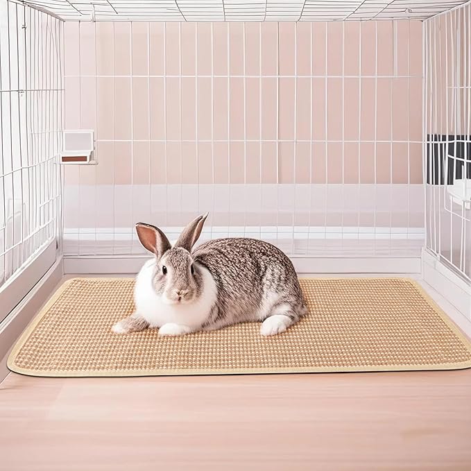 3 PCS Rabbit Scratching Mat, Natural Sisal Bunny Scratch Mat, Guinea Pig Bed Pad, Claws and Teeth Care Rabbit Chew Toys