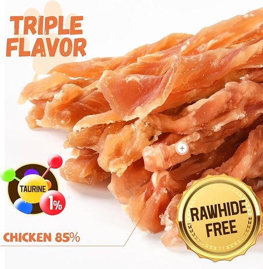 Dog Treats Chicken Jerky Strips for Dogs, Natural Healthy Dog Jekry with Taurine, Real Chicken Twists High Protain Low Fat, Training Rewards Treats for Small Medium Large Dogs 10.6 oz