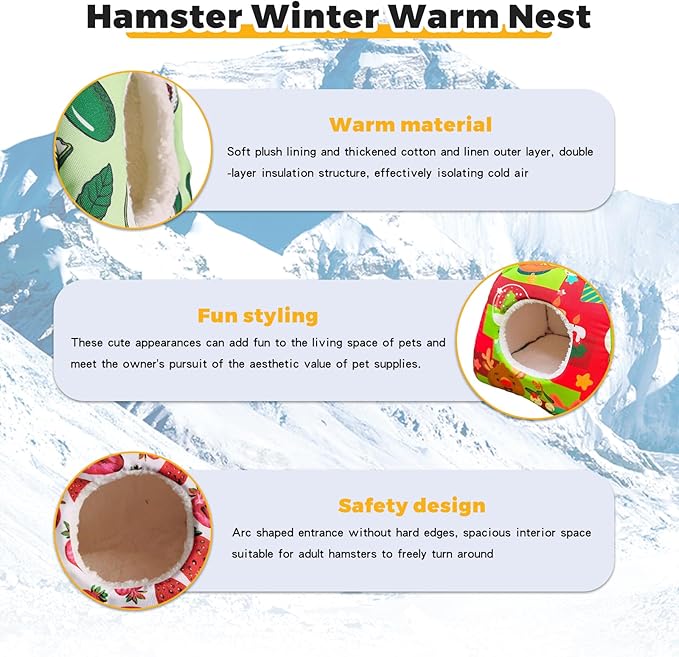 Guinea Pig Hideout - Thicken Washable Christmas Style (Red) Small Animal House Cage Accessories for Guinea Pig,Mouse,Chinchillas, Hamsters,Hedgehogs,Ferrets,Bearded Dragons & Rats