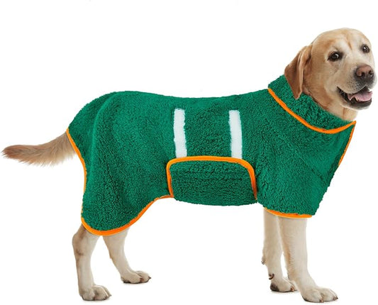 Bienbee Dog Bathrobe, Quick Drying Super Absorbent Dog Robes for After Bath, Warm Keeping Dogs Towel, Dogs Bath Supplies, Dark Green L