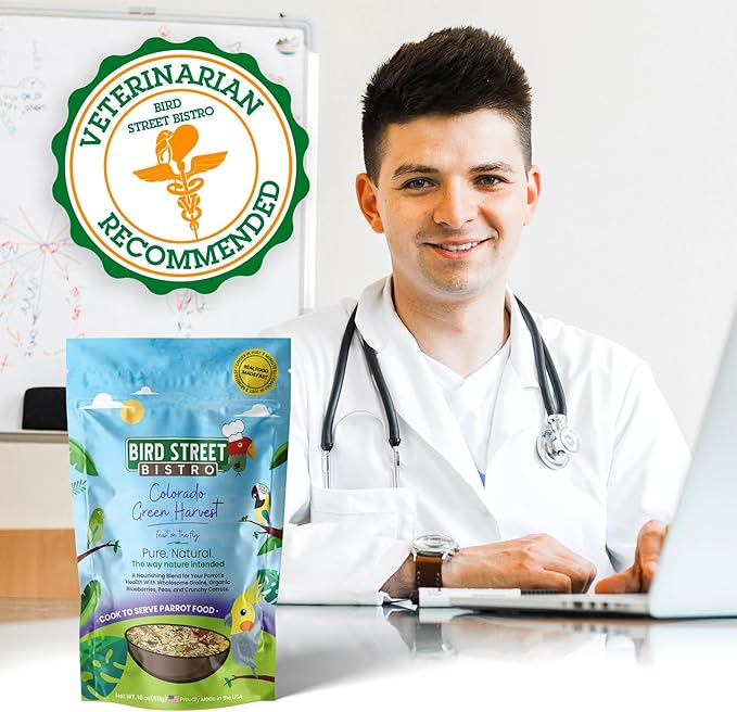 Parrot Food - Parakeet & Cockatiel Food - Cooks in 3-15 min w/Natural & Organic Grains, Legumes, Non-GMO Fruits, Vegetables & Healthy Spices