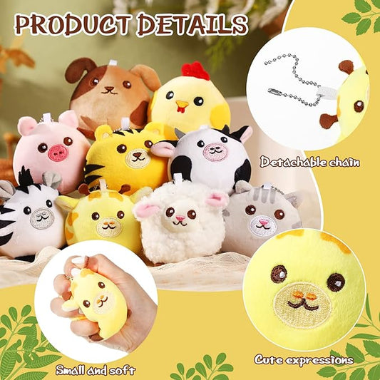 Skylety 9 Pcs Mini Plush Animals Toys Bulk 3.15 Inch Cute Soft Small Stuffed Animal Plush Keychain for Kids Goodie Bag Fillers Birthday Classroom School Prizes Festival Party Favors(Cute Animals)