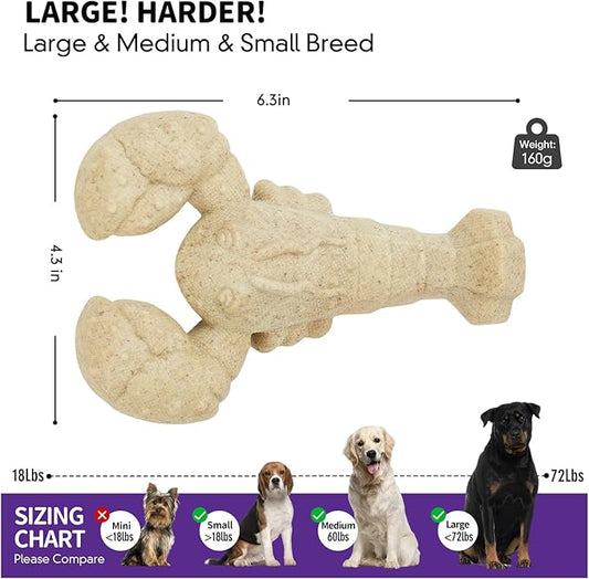 Tough Dog Toys for Aggressive Chewers, 1 Pack Indestructible Chew Toys, Nylon Dog Chew Toys for Large Medium Small Breed, Wood Color Lobster
