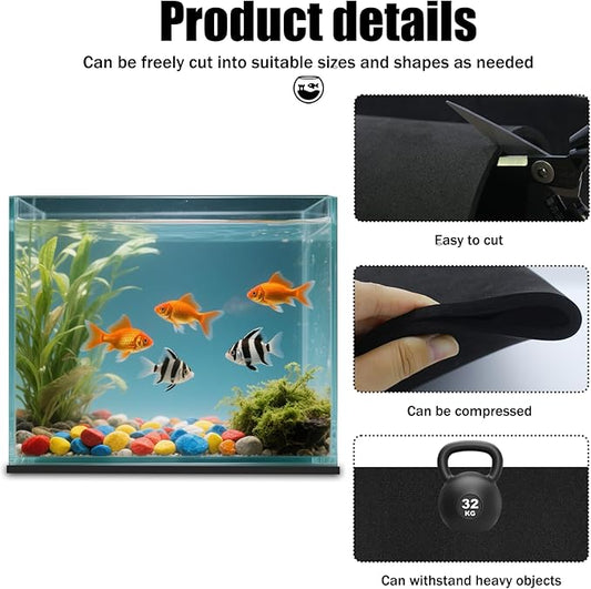 Aquarium Leveling Mat, 21.6 x 13Inch Aquarium Fish Self Leveling Mat for Under Tank, Waterproof Compressible Neoprene Mat, Neoprene Sponge Foam Rubber Sheet Roll Without Adhesive