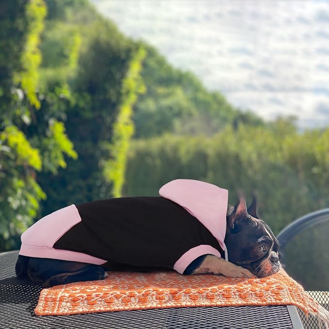Dog Sweatshirt - Cotton Hoodie Soft Breathable Sweater for Medium Dogs, Sleeveless Clothes Cozy Coat for Spring Autumn Winter, Pink L