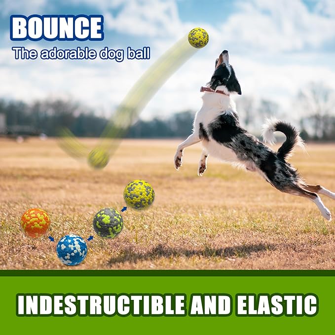 Dog Balls, Indestructible Tennis Balls for Dogs, Durable Bouncy Dog Toy Balls for Aggressive Chewers, Interactive Dog Toys for Fetch Game, Lightweight Floating Dog Toys