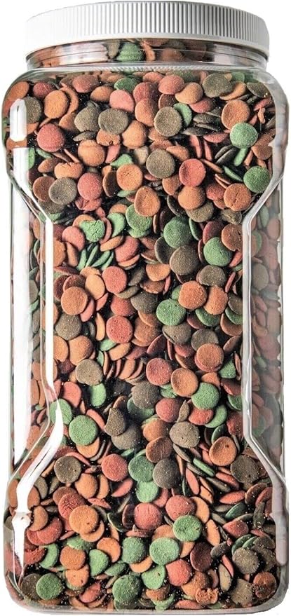 Aquatic Foods Inc. Koi Fish, Hand Feeding 12mm - 1/2" 4-Type Sinking Wafer Treats, Teach Your Koi to Eat Out of Your Hands…11oz Small Jar