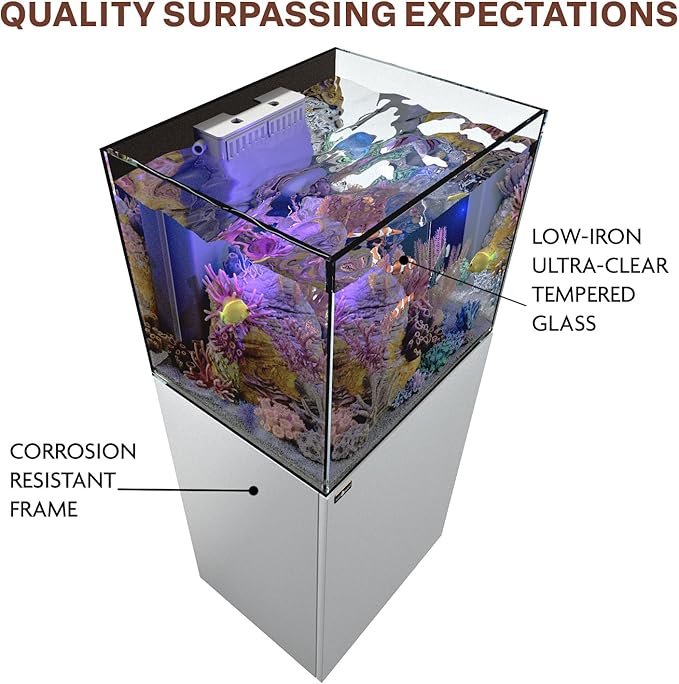 Saltwater Aquarium Tank | 37 Gallon Ultra Clear Glass with Sump, White