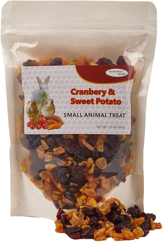 Dehydrated Sweet Potatoes, Dried Cranberries Mix for Chinchillas, Guinea Pigs, Rabbits, Hamsters, Small Pets - Herbivore Treat Snacks (10 Ounce, Pack of 1)