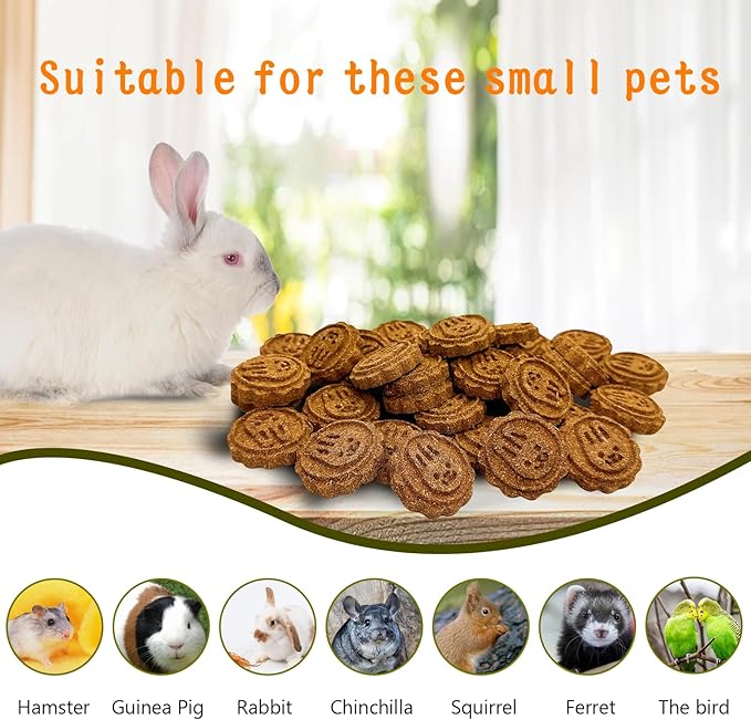 36Pcs Bunny Chew Toys, Grinding Natural Carrot Grass Cake Treats for Rabbits Guinea Pigs Chinchillas Gerbils Hamsters Improves Dental Health(Carrot Rabbit GrassCake)