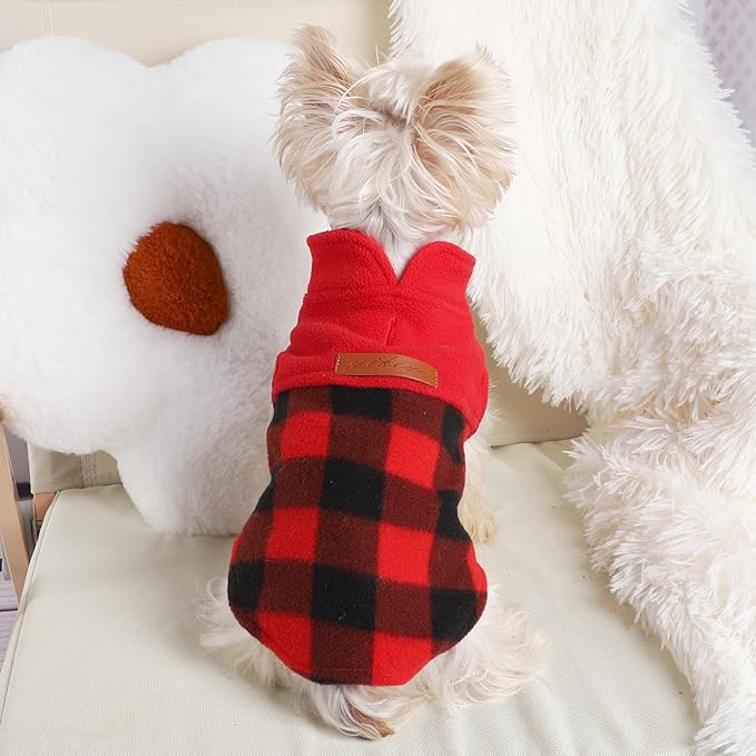 Dog Sweaters for Small Dogs Girl Boy Fleece Puppy Sweater Warm Soft Pet Holiday Clothes for Small Cats Dogs Chihuahua Sweatshirt, XS, Red