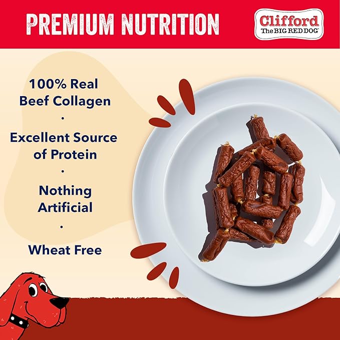 Clifford The Big Red Dog Soft Training Treats for Puppies and Dogs – Healthy, High Protein, Grain Free, Soft Puppy Treats for Small Dogs and Large – Real Chicken Sausage – 6oz
