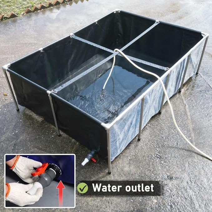 Aquarium Pool Pond,Collapsible Fish Ponds for Outside with Transparent Clear Viewing Panel,470 Gallon Fish Tank,PVC Canvas Above Ground Pond,Indoor/Outdoor Pond for Koi,Goldfish,with Drain Valve