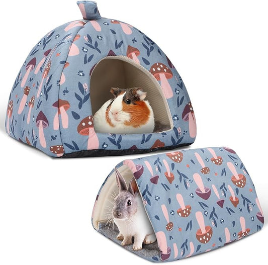 2-Pack Guinea Pig Hideout with Tunnel for Small Animals(Guinea Pig Bedding Warm & Lightweight, Easy to Clean)