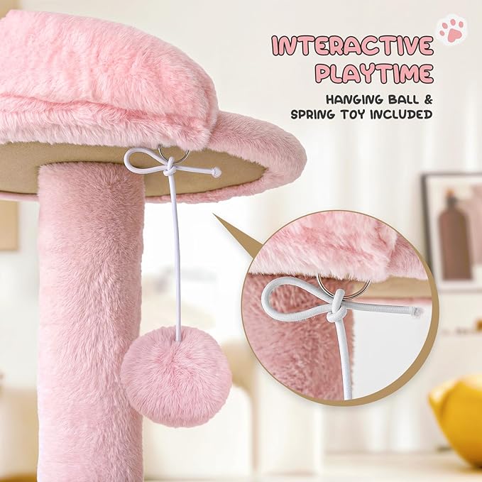 MoNiBloom 54 Inch Cat Tree Tower for Indoor Cats Large Adults, Pink Cat Tower with Scratching Post, Multi-Level Furniture Activity Center with Cat Condo Pet Play House, Soft Pink