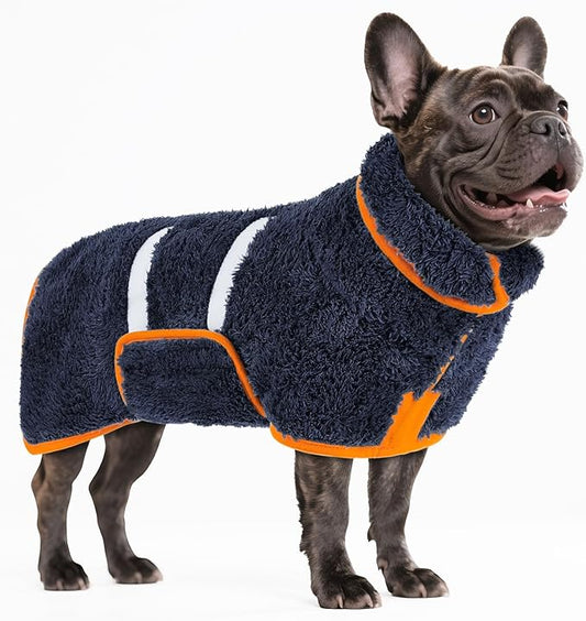 Bienbee Dog Bathrobe, Quick Drying Super Absorbent Dog Robes for After Bath, Warm Keeping Dogs Towel, Dogs Bath Supplies, Navy Blue M