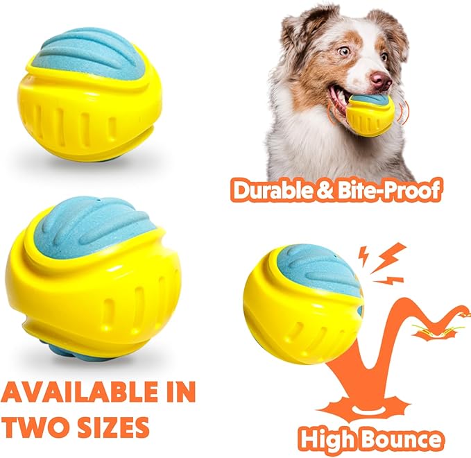 LaRoo Squeaky Dog Toy Ball, BPA Free Non-Toxic, High-Bounce & Waterproof, Floats in Water, Cleans Teeth， Relieves Anxiety, Interactive Chew Toy for Medium/Large Breeds, Indoor/Outdoor Play - 3.9''