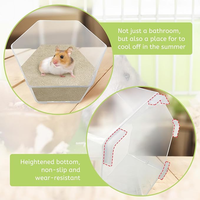 Hamiledyi Hamster Sand Bath Box Transparent Gerbil Digging Sand Container Acrylic Small Dwarf & Syrian Hamster Shower Bathtub with Climbing Ladder Bowl and Scoop Cage Accessories for Lemmings (Bunny)