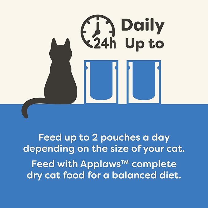 Applaws Natural Wet Cat Food in Topper, Limited and Natural Ingredients, High Protein with No Artificial Additives, Tuna Fillet Bone Broth (12 x 3oz Resealable Spout Pouches)