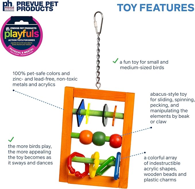 Prevue Pet Products Physical & Mental Bodacious Bites Abacus Bird Toy 60954