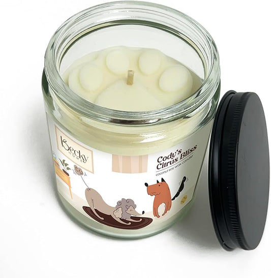 9oz Pet Odor Eliminator Deodorizer Candle, Long-Lasting Citrus Scented, Non Toxic, Natural Plant-Based Wax Blend