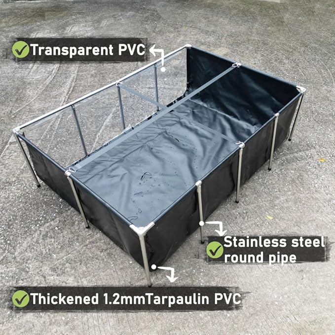 Aquarium Pool Pond,Collapsible Fish Ponds for Outside with Transparent Clear Viewing Panel,880 Gallon Fish Tank,PVC Canvas Above Ground Pond,Indoor/Outdoor Pond for Koi,Goldfish,with Drain Valve