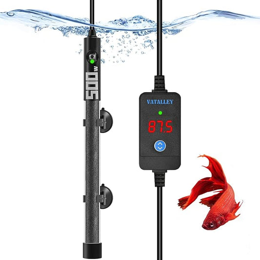Submersible Aquarium Heater for Fish Tank: 50W/100W/200W/300W/500W Betta Turtle Heaters with Adjstable Temperature Digital LED Controller - Overheating and Off-Water Protection for 60-90 Gallon