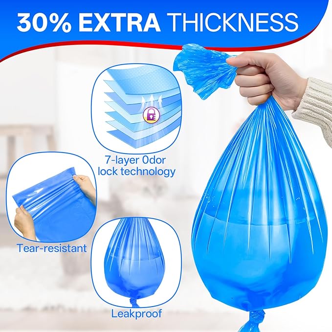 12 Pack Cat Litter Refill Bags Compatible with Litter Genie XL+/XL/Plus/Standard/Style/Desgin Pail, Extra10% Length 27 Months Use Time, 100% Odor Control, Cartridge NOT Included