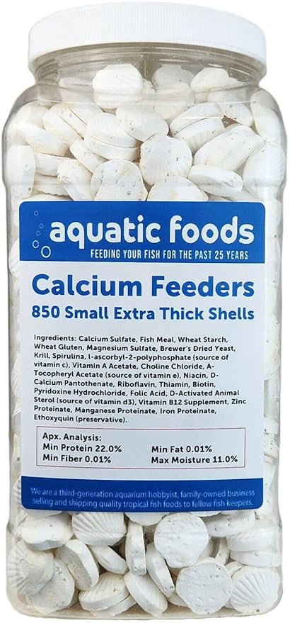 Aquatic Foods Inc. Calcium Feeder Small Shells. Extra Thick Shells for Shrimp, Snails, Crabs, Crayfish, Hermit Crabs and All Tropical Fish…850 Count Jar