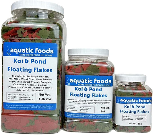 Aquatic Foods Inc. Koi & Pond Fish Krill Flakes. Arctic Krill Flakes which Contain Natural Carotenoids & Astaxanthin That Will Enhance The Vibrant Colors of Fish...WL 2oz Sm Jar